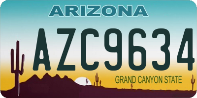 AZ license plate AZC9634