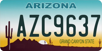 AZ license plate AZC9637