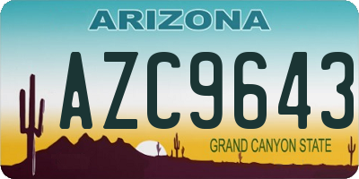 AZ license plate AZC9643