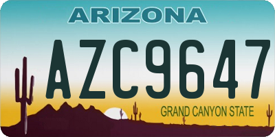 AZ license plate AZC9647
