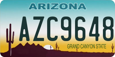 AZ license plate AZC9648