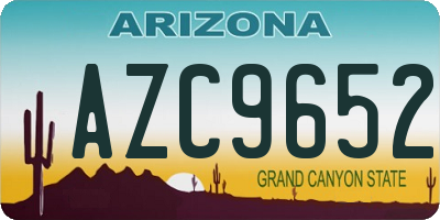 AZ license plate AZC9652