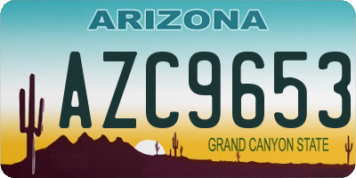 AZ license plate AZC9653