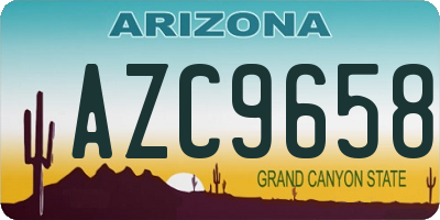AZ license plate AZC9658
