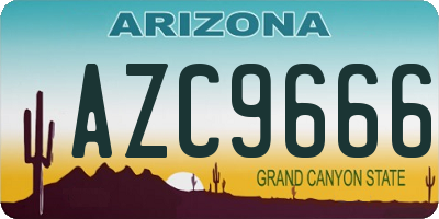 AZ license plate AZC9666