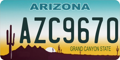 AZ license plate AZC9670