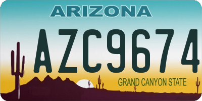 AZ license plate AZC9674