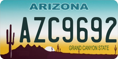 AZ license plate AZC9692