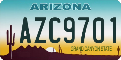 AZ license plate AZC9701