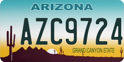AZ license plate AZC9724