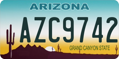 AZ license plate AZC9742