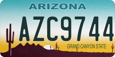 AZ license plate AZC9744