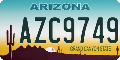 AZ license plate AZC9749