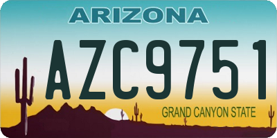 AZ license plate AZC9751