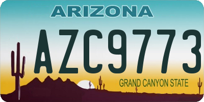 AZ license plate AZC9773