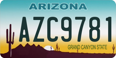 AZ license plate AZC9781