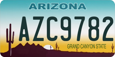 AZ license plate AZC9782