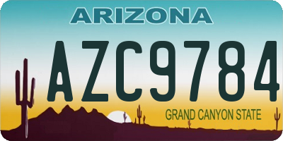 AZ license plate AZC9784