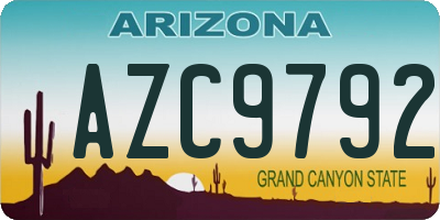 AZ license plate AZC9792