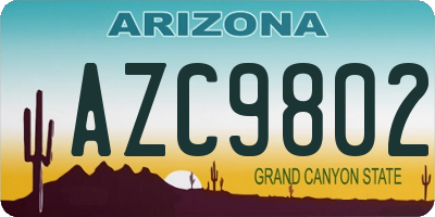 AZ license plate AZC9802