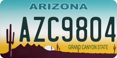 AZ license plate AZC9804