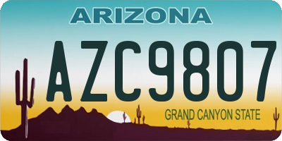 AZ license plate AZC9807