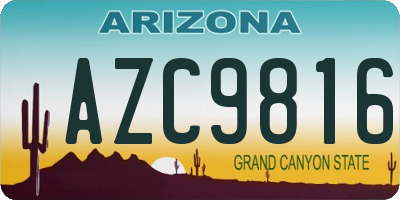 AZ license plate AZC9816