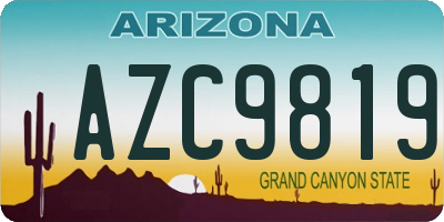 AZ license plate AZC9819