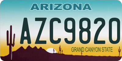 AZ license plate AZC9820