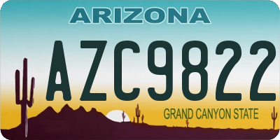 AZ license plate AZC9822