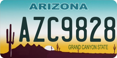 AZ license plate AZC9828