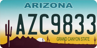 AZ license plate AZC9833