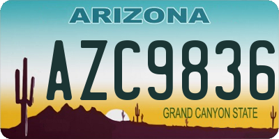 AZ license plate AZC9836