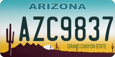 AZ license plate AZC9837