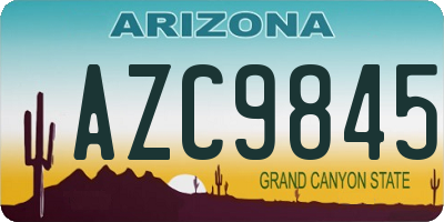 AZ license plate AZC9845