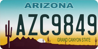 AZ license plate AZC9849