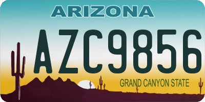 AZ license plate AZC9856