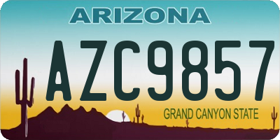 AZ license plate AZC9857