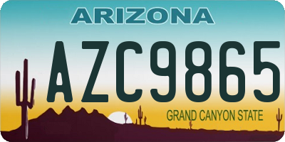 AZ license plate AZC9865