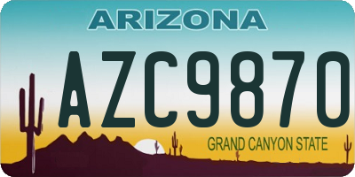 AZ license plate AZC9870