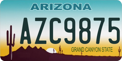 AZ license plate AZC9875