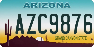 AZ license plate AZC9876