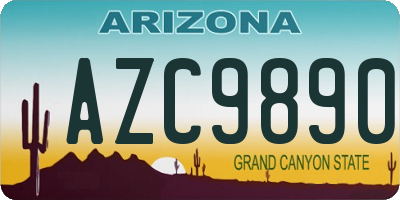 AZ license plate AZC9890