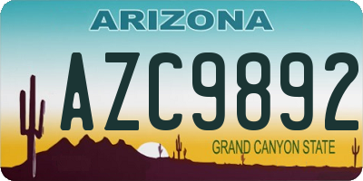 AZ license plate AZC9892