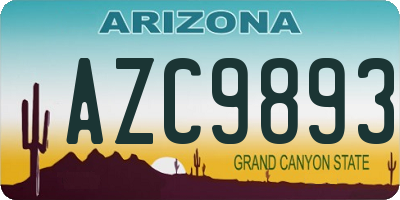 AZ license plate AZC9893