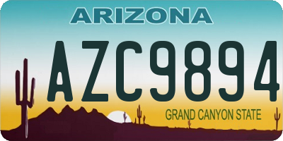 AZ license plate AZC9894