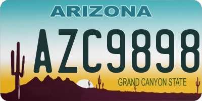 AZ license plate AZC9898