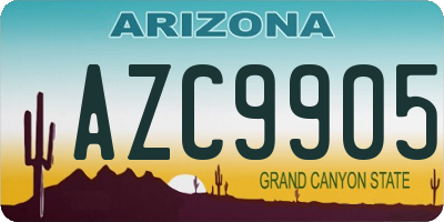 AZ license plate AZC9905