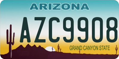 AZ license plate AZC9908