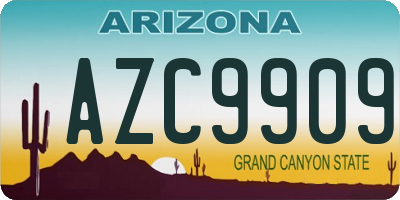 AZ license plate AZC9909